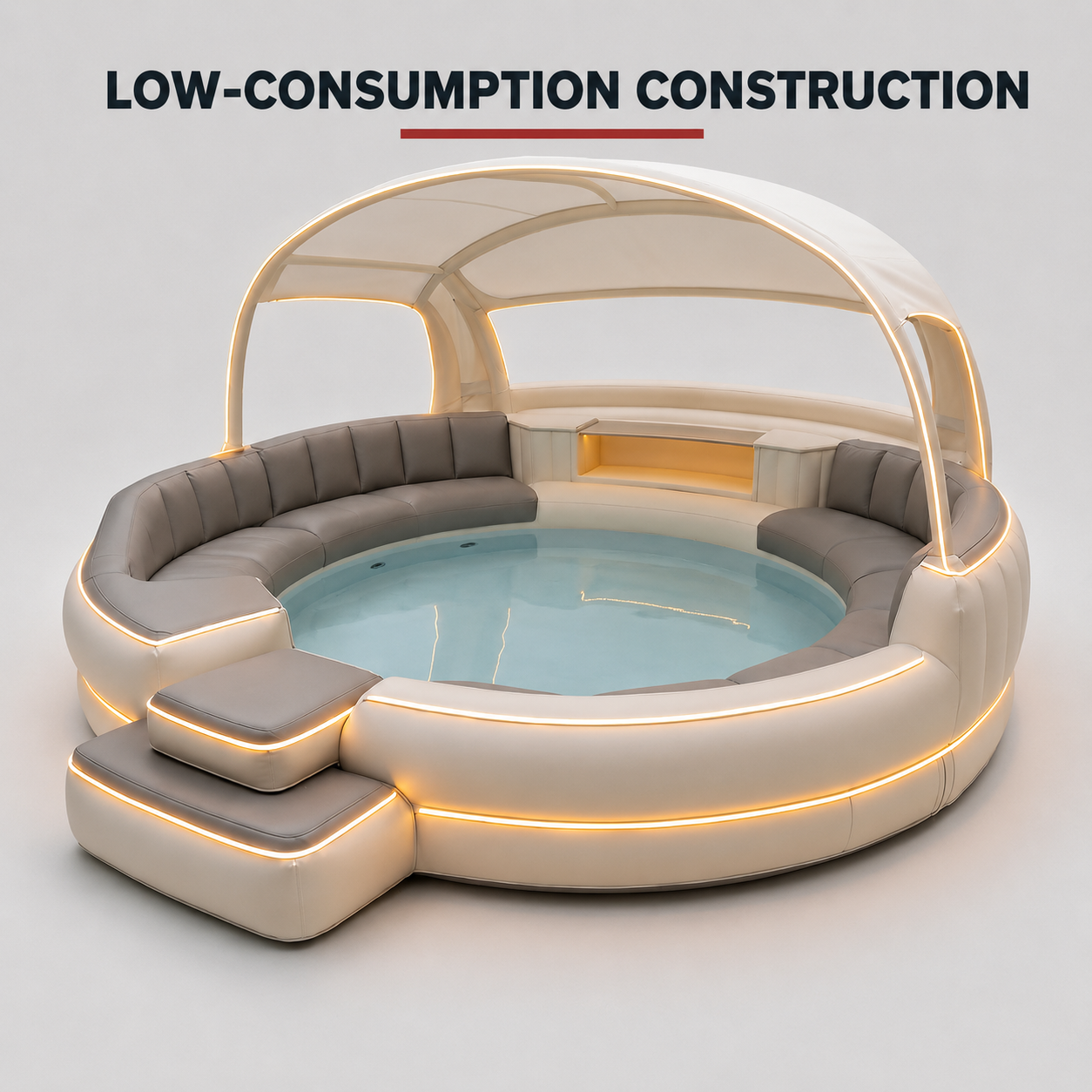 Luxury Inflatable Hot Tub with Canopy and Ambient Lighting
