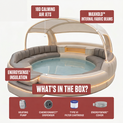 Luxury Inflatable Hot Tub with Canopy and Ambient Lighting