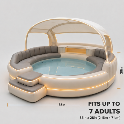 Luxury Inflatable Hot Tub with Canopy and Ambient Lighting