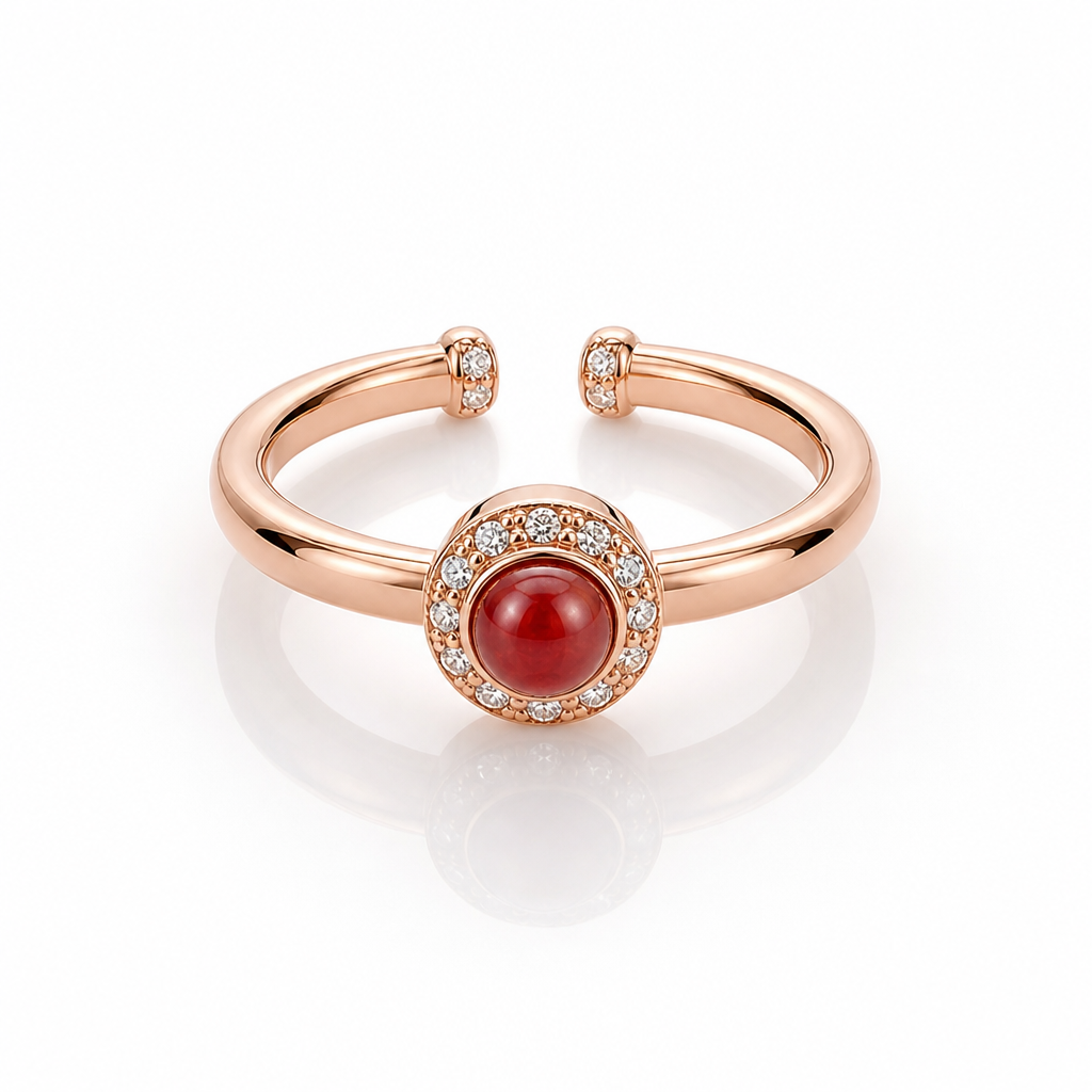 Rotatable Rose Gold Agate Ring
