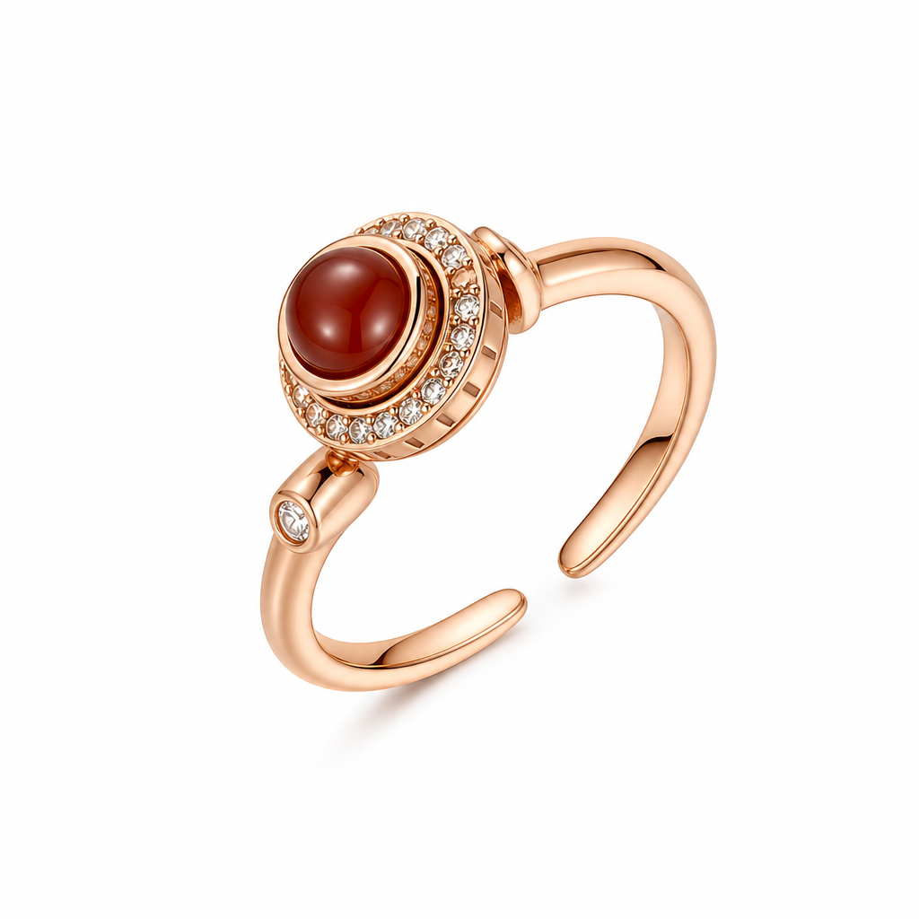 Rotatable Rose Gold Agate Ring
