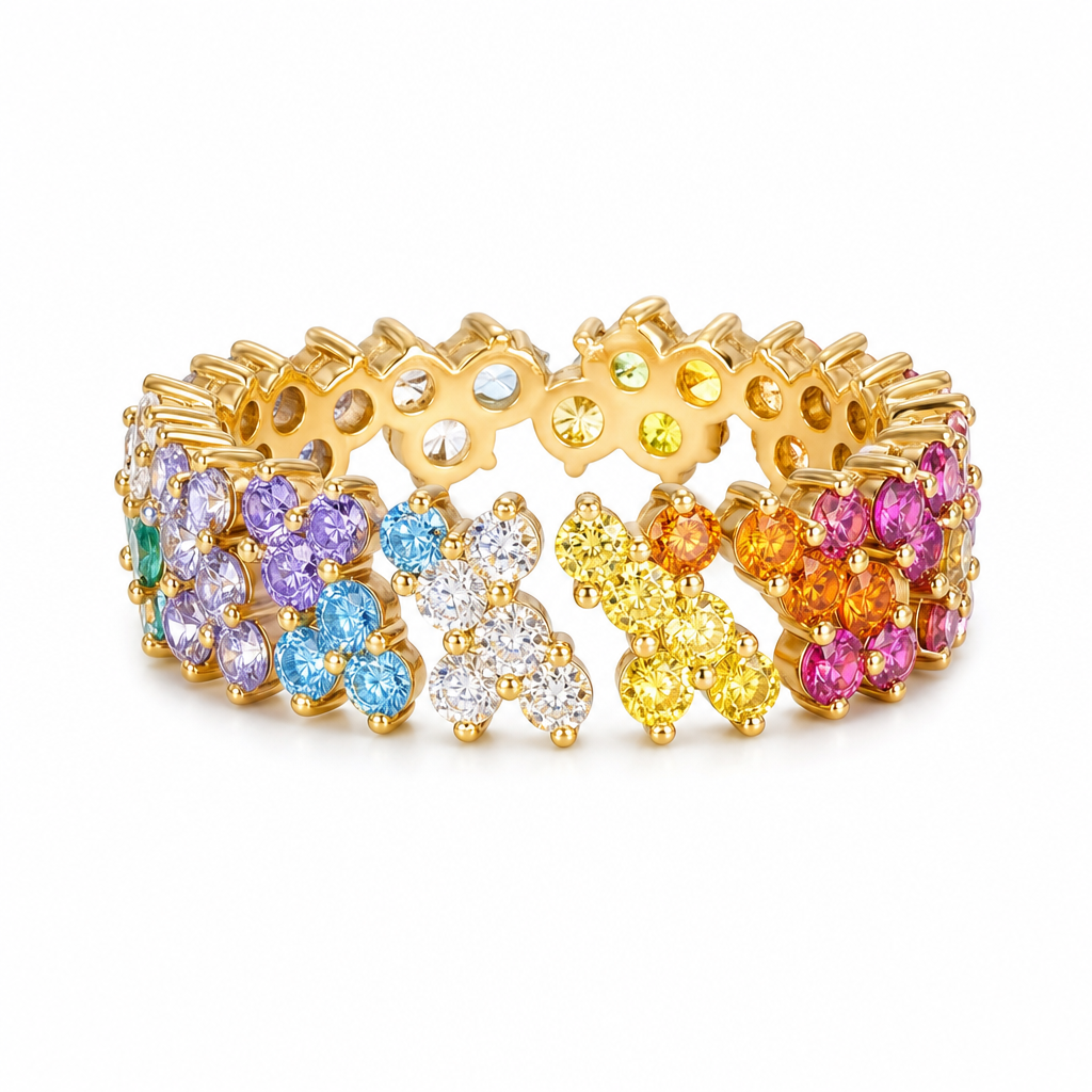 Rainbow Gold Cubic Zirconia Ring