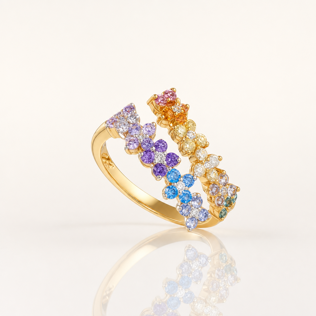 Rainbow Gold Cubic Zirconia Ring