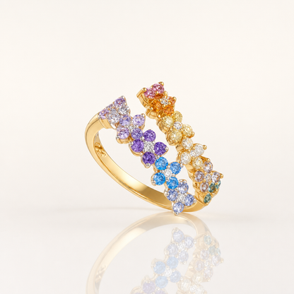 Rainbow Gold Cubic Zirconia Ring