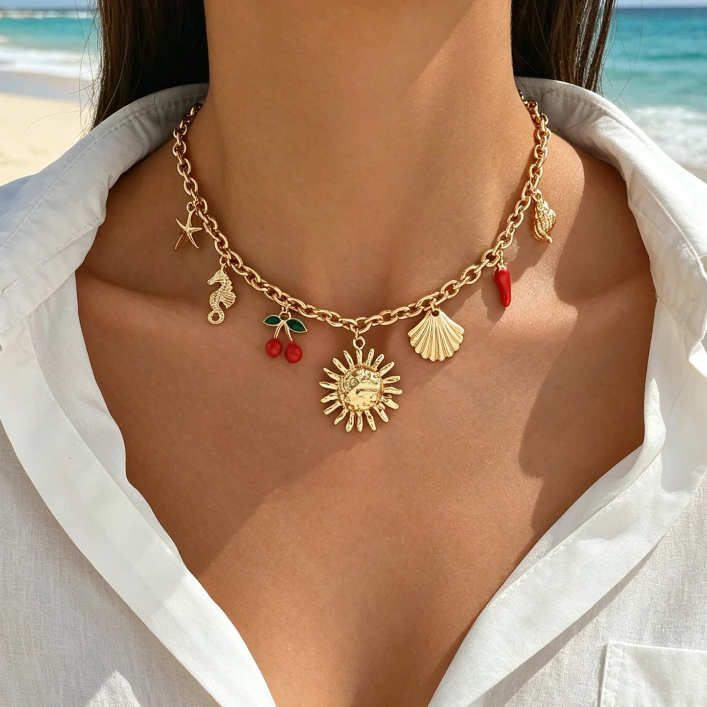 Chunky Sun Charm Necklace