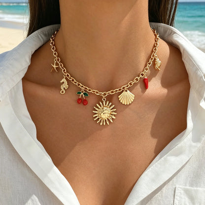 Chunky Sun Charm Necklace
