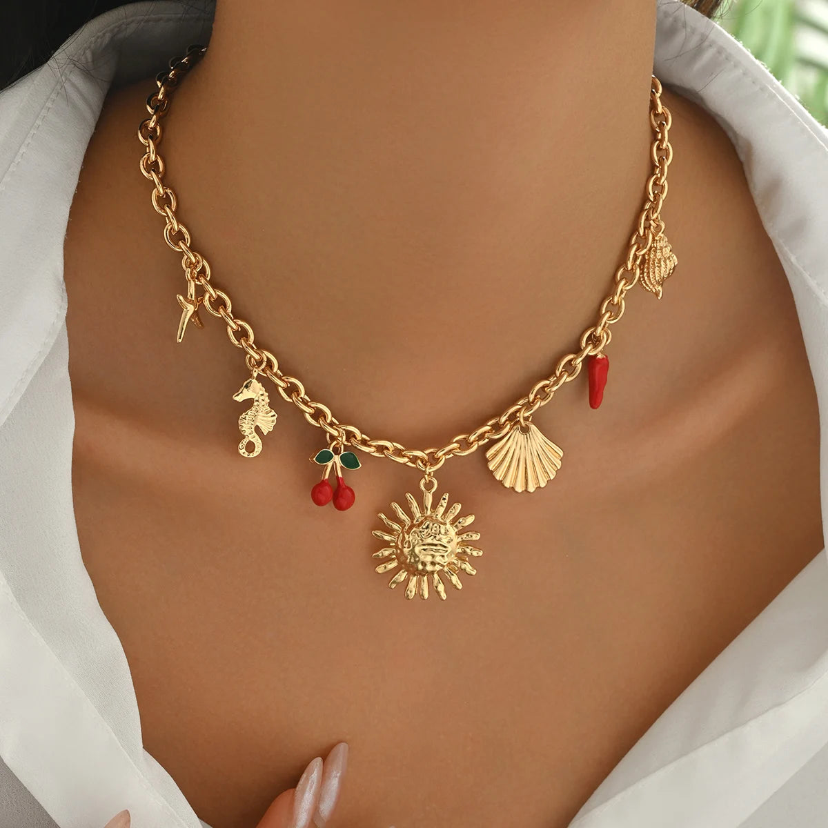 Chunky Sun Charm Necklace